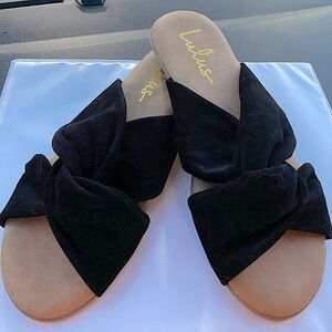 Lulu's Santana Black Suede Women's Slide Sandals Size 7